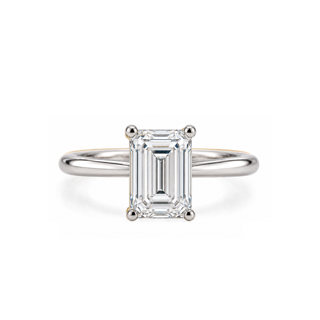 Emerald Cut Moissanite Solitaire Engagement Ring