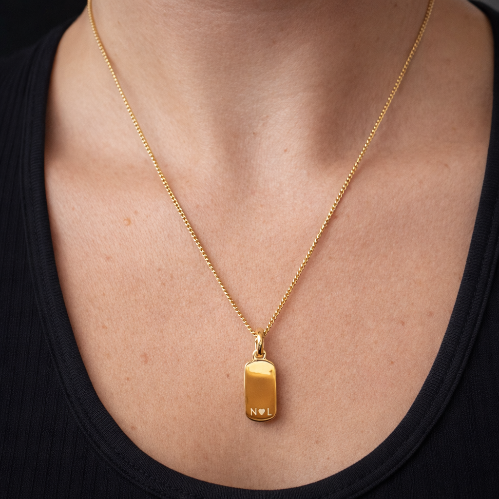 Personalised Tag Gold Plated Clip Charm Necklace