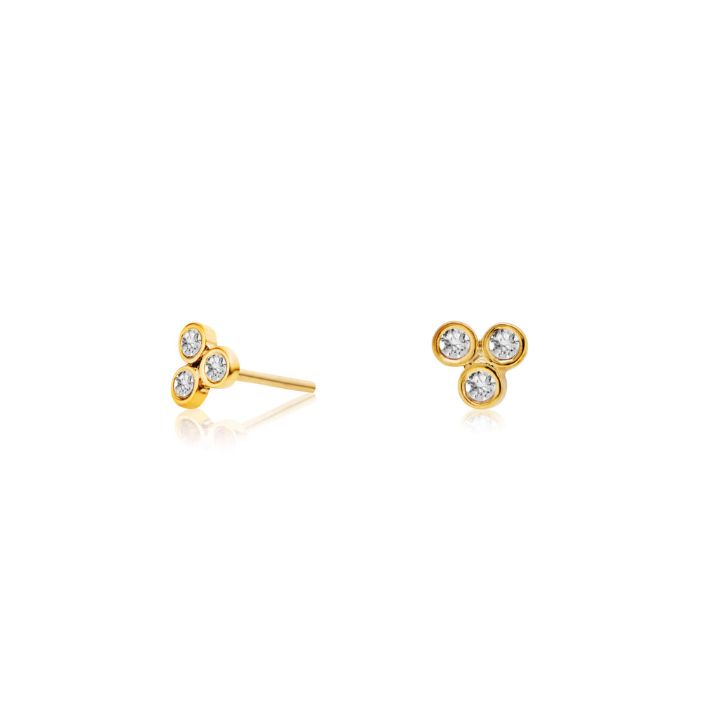 Zia Trio Shine Gold Studs