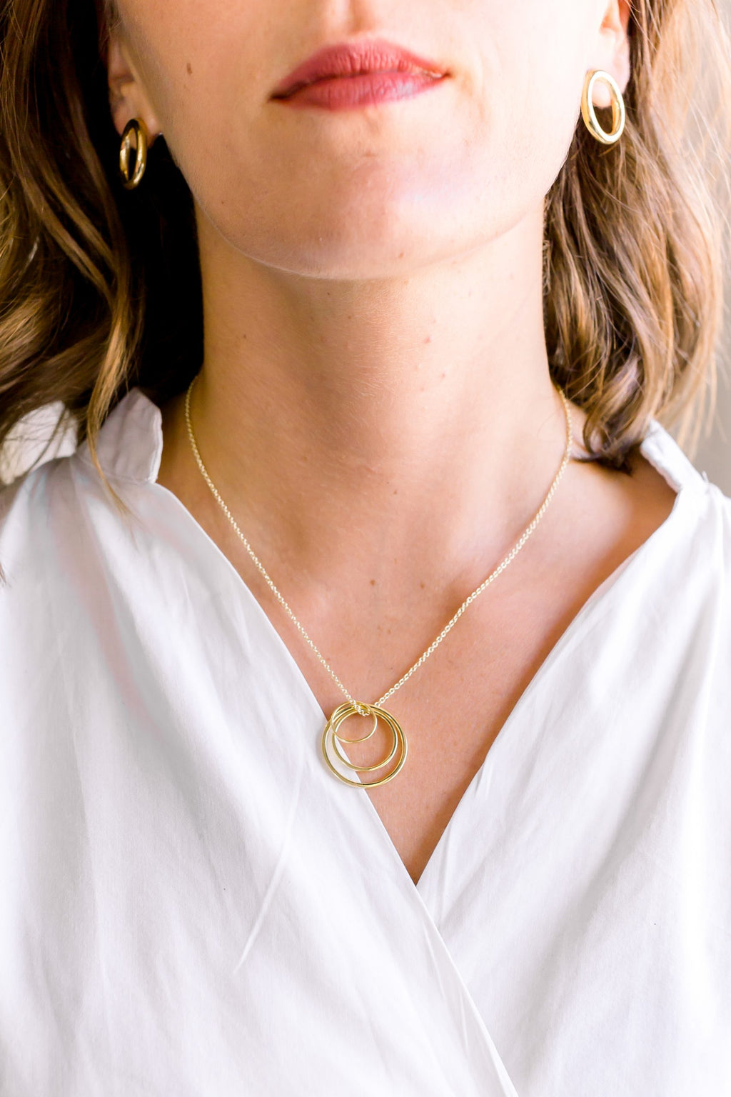 Trio Circle Brass Necklace