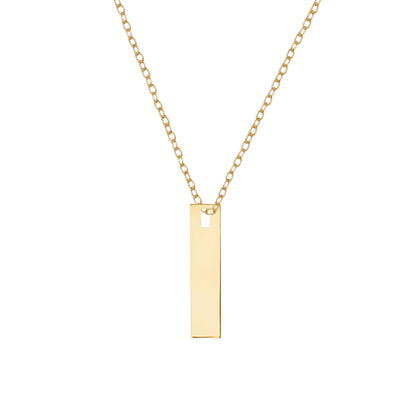 Rectangle Tag Brass Necklace