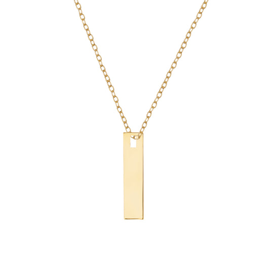 Rectangle Tag Brass Necklace