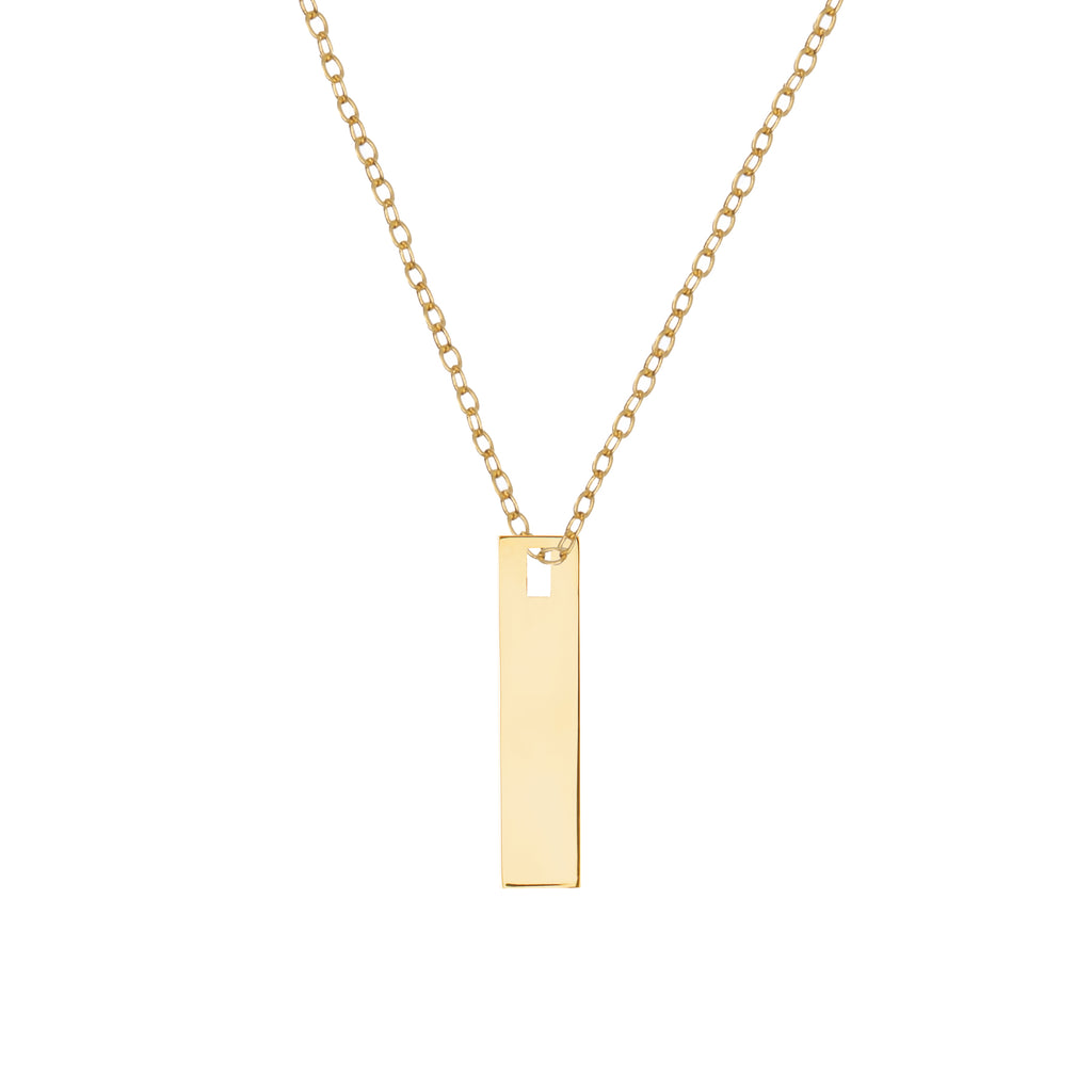 Rectangle Tag Brass Necklace