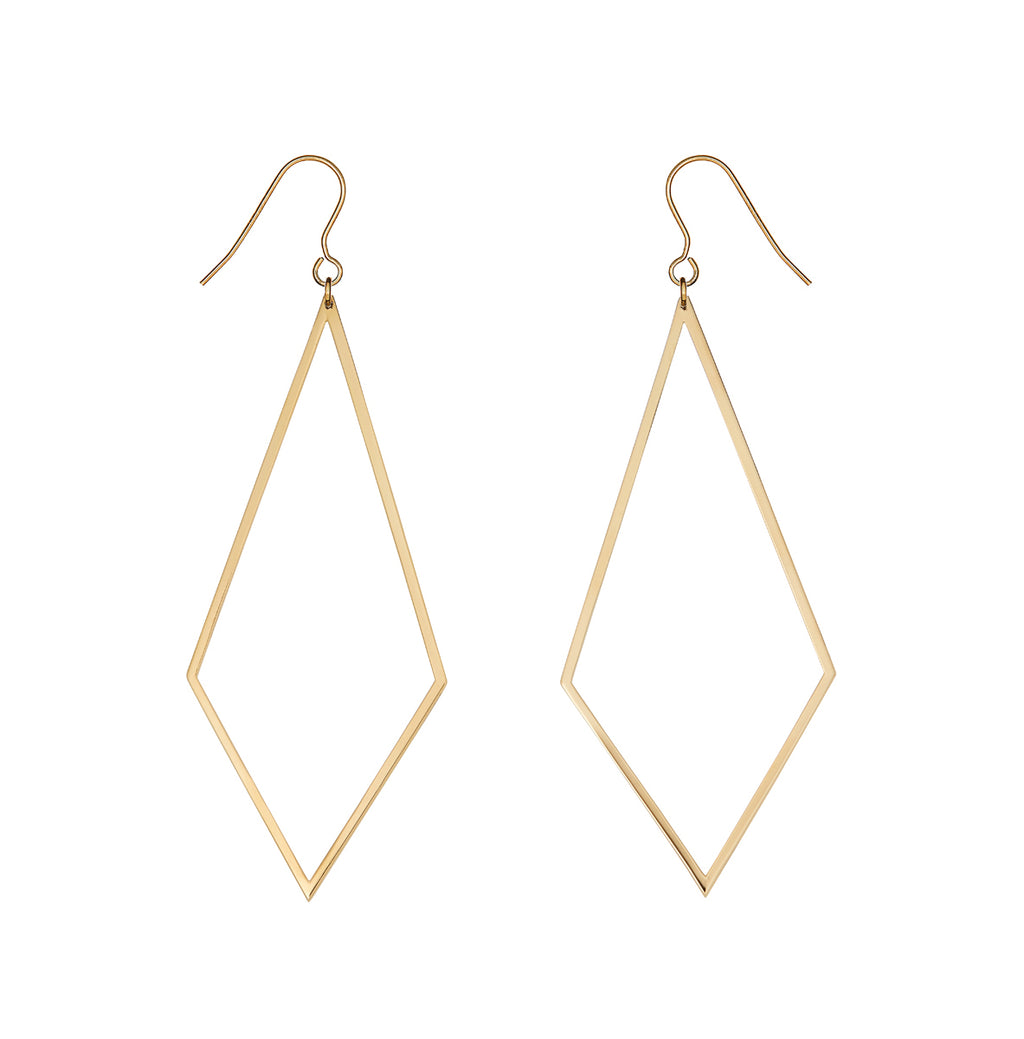 Diamond Frame Brass Earrings