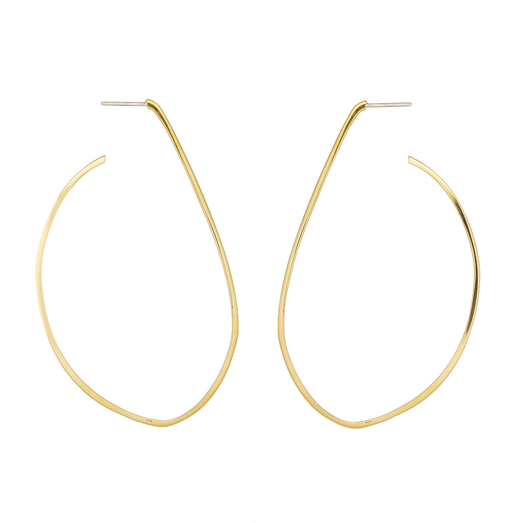 Large Drop Brass Hoops