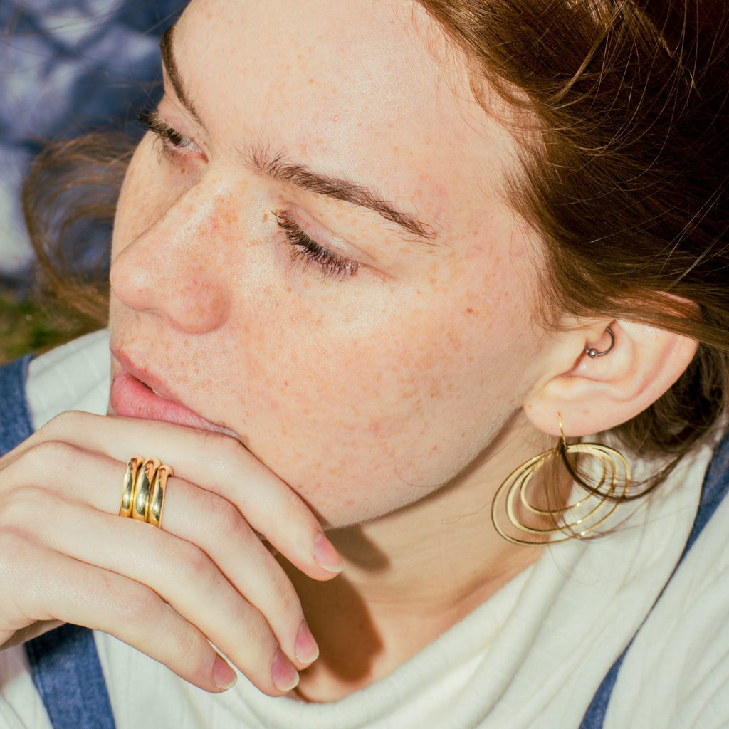 Circular Frame Brass Earrings | Circular Earrings | ORA Jewellery