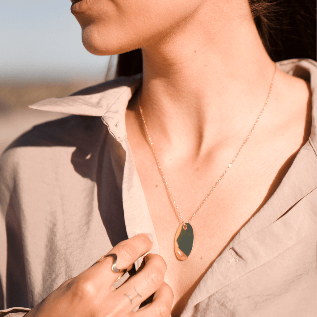 Oval Tag Brass Necklace