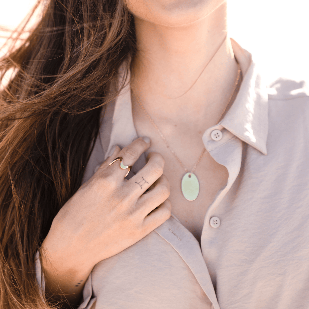 Oval Tag Brass Necklace